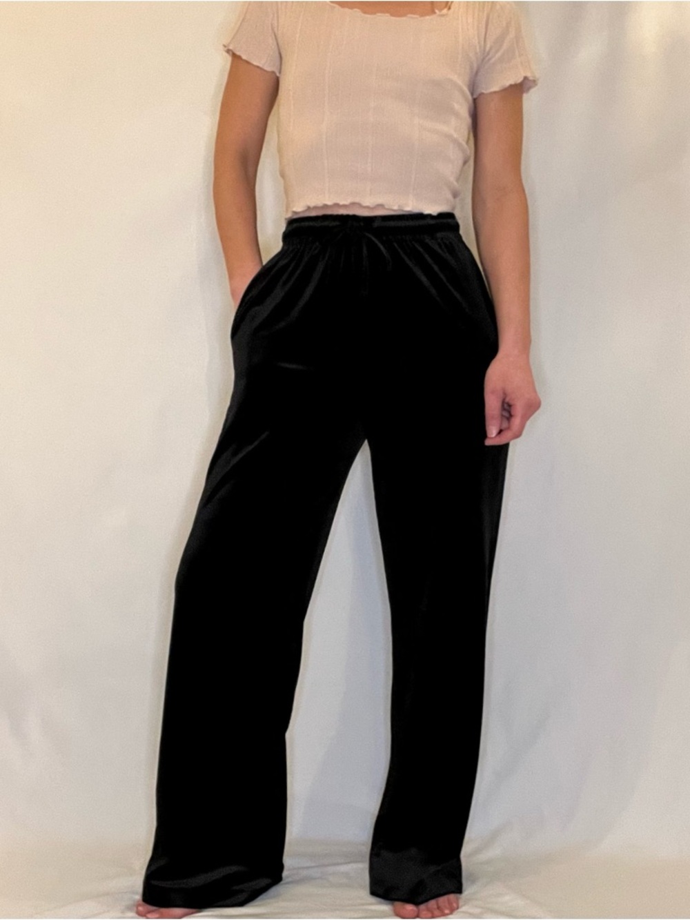 Earthbound Trading Company Velvet Wide-Leg Drawstring Waist Pants Women's Small